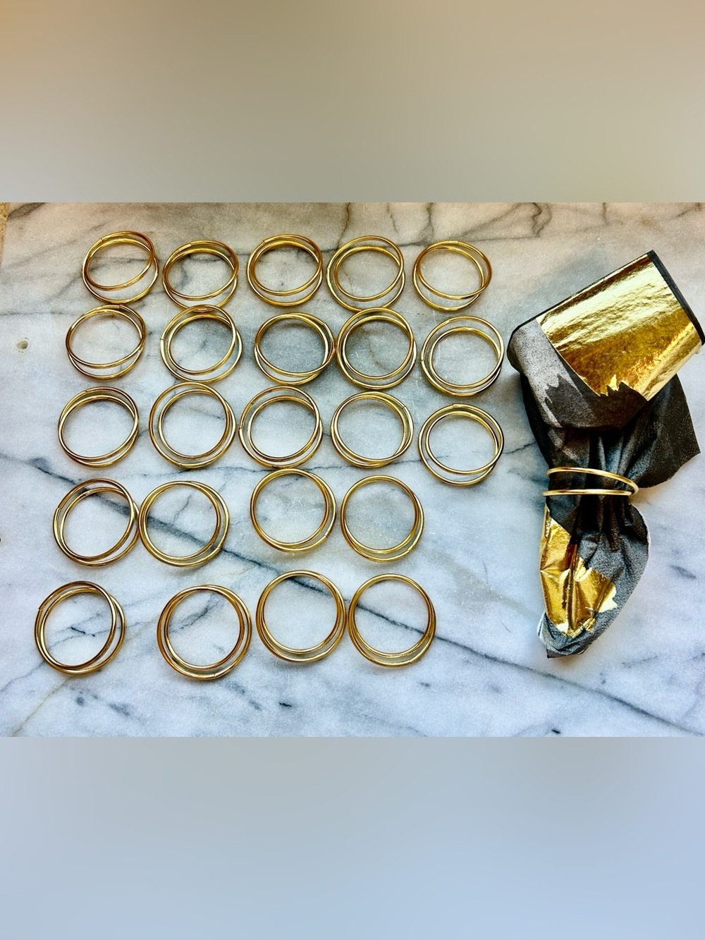 Gold Metal Napkin Rings - Set of 24